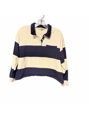 Atelier by Kirious Navy & Cream Striped Rugby Polo Size Medium
